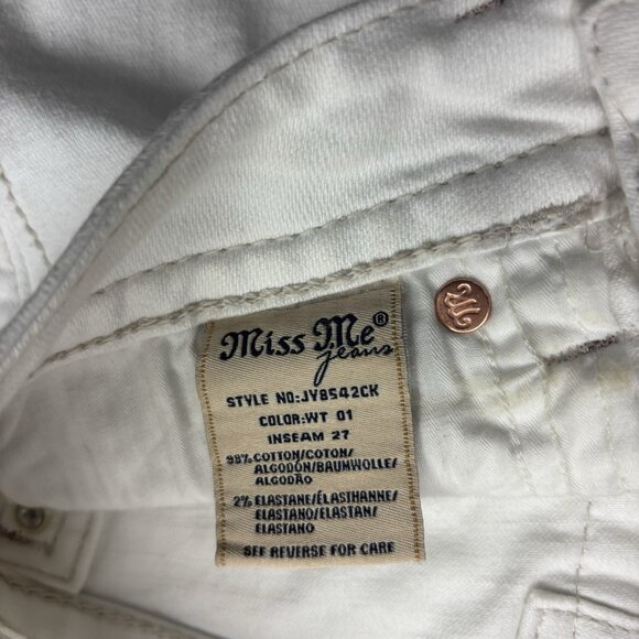 Miss Me Cuffed Skinny Jeans Embellished White Women’s Size 27 - Picture 7 of 13